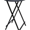 Scherenstehtisch ST-70 mit schwarzem pulverbeschichtetem Untergestell aus Stahlrohr und Tischplatte SEVELIT in Ø 70 cm Dekor PUNTI . Klappbar, individuell und stabil!