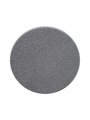 Die Tischplatte Topalit im Steindekor Granit Schwarz oder Balota 0119, hier in einem Durchmesser von 70 cm