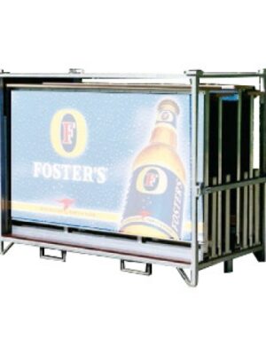 Transportgestelle für EKT-B mit eingesetztem Thekenmodul und stabiler Stahlrahmenkonstruktion.