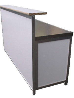 EKT-B große Bartheke mit erhöhtem Tresenaufsatz, robustem Aluminiumrahmen und weißen Paneelen