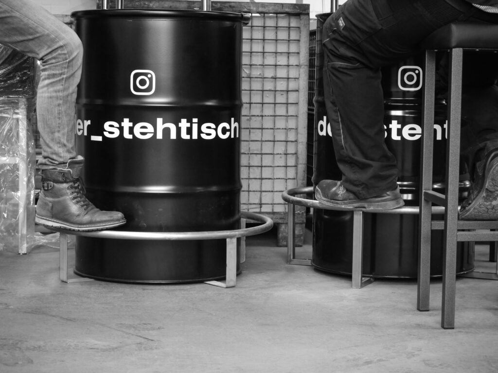 Fass-Stehtisch Fußring – Edelstahl Metall-Stütz- und Stabilisationsring-Ansicht