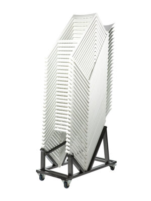 Transportwagen mit gestapelten Barhockern aus Kunststoff stapelbar mobil