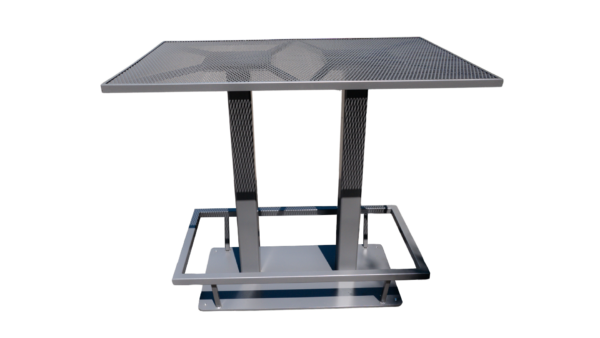 Moderner Outdoor-Tisch und Rauchertisch aus robustem Streckmetall – wetterfester Stehtisch aus pulverbeschichtetem Stahl