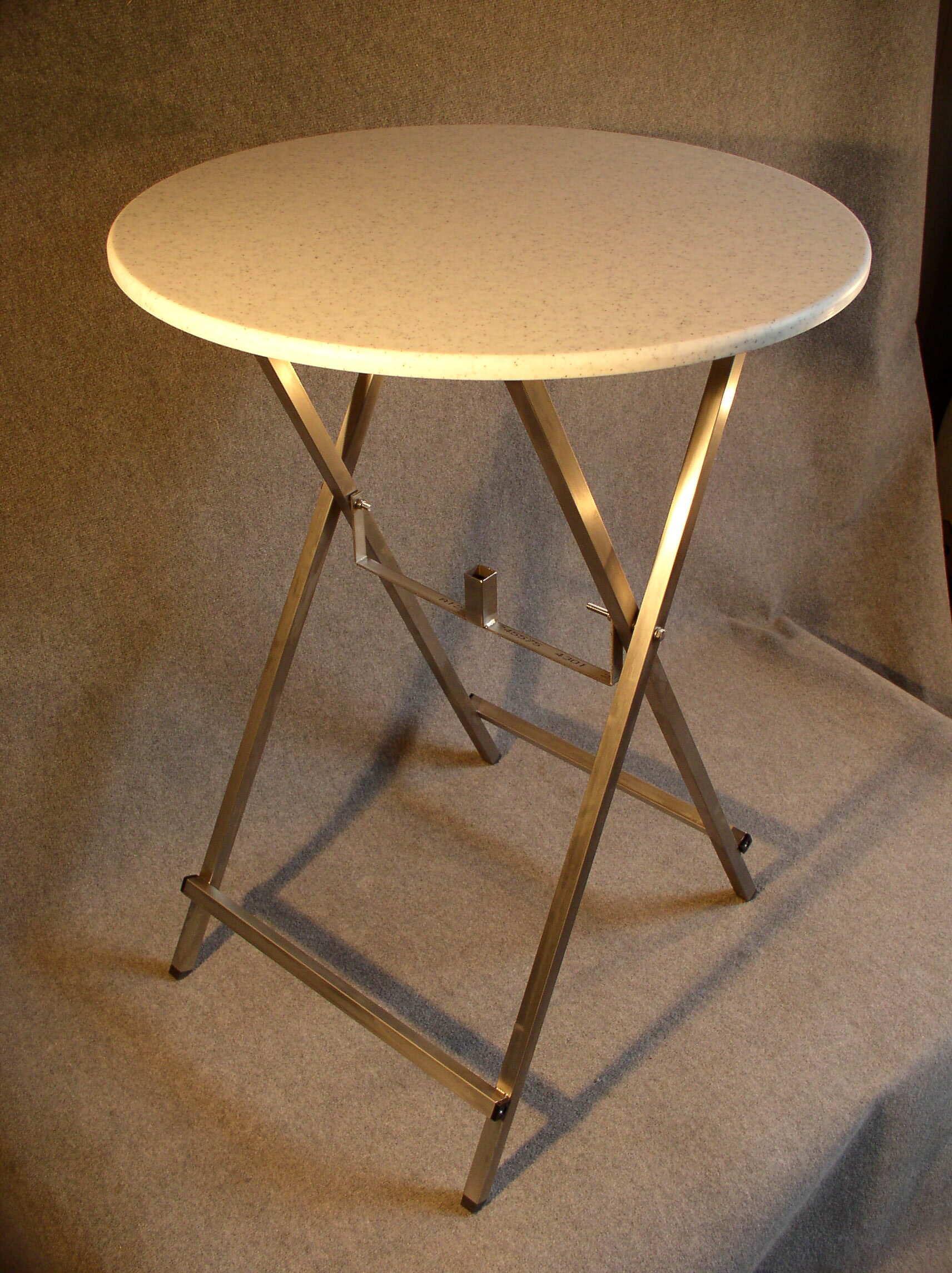 Stehtisch Edelstahl ST-U80E Sonne mit wetterfester Tischplatte Pfeffer und Salz Ø80 cm