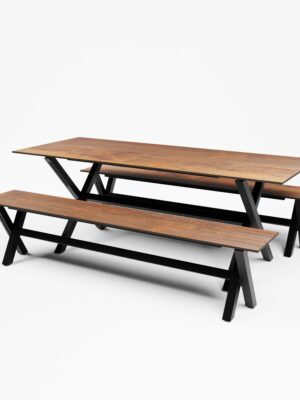 Exclusive Outdoor Sitzgarnitur LUX aus Aluminium mit HPL-Tischplatte – modernes, wetterfestes Gartenmöbel-Set für Terrasse und Gastronomie.