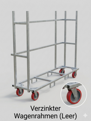 Verzinkter Transportwagen-Rahmen für Bierzeltgarnituren mit vier Lenkrollen – robuster Lager- und Transportwagen aus Stahl